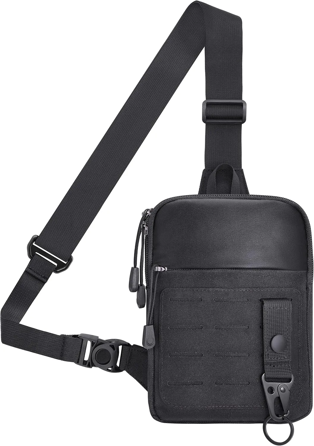 MOZETO Tactical Cross Body Bag for Men, YKK Zipper Small Mens EDC Sling Work Tool Utility Bag with Tactical Keychain