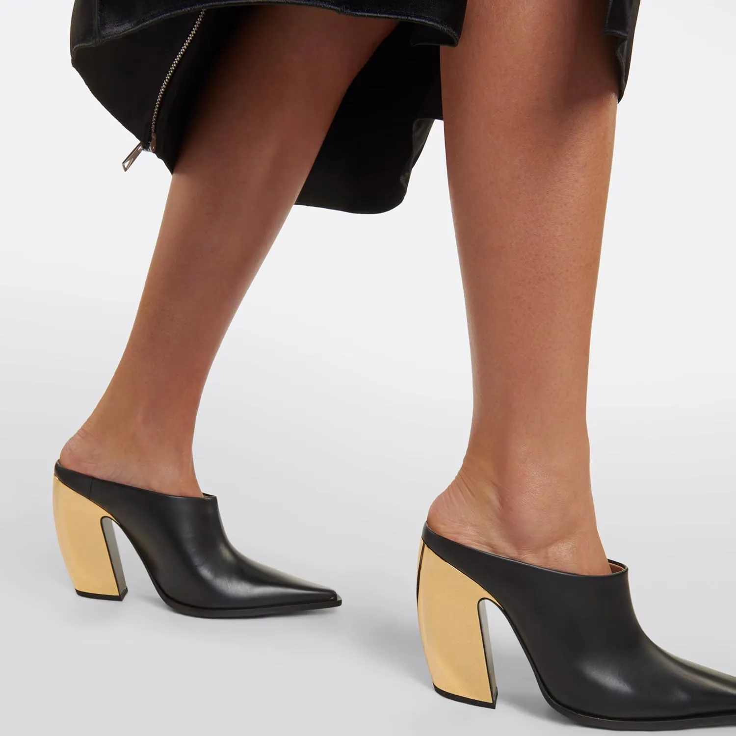 Mules for Women Chunky Heeled Mules Pointed Toe Clogs Slip on Heels Backless Loafers Work Office Casual Shoes