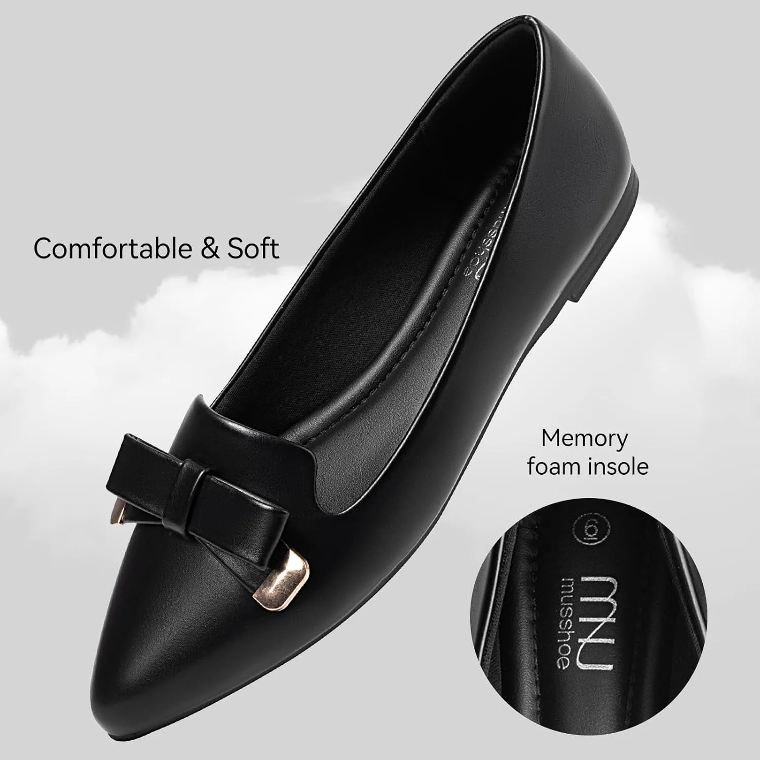MUSSHOE Flat Shoes Women Comfortable Slip on Women's Flats Dress Shoes for Women
