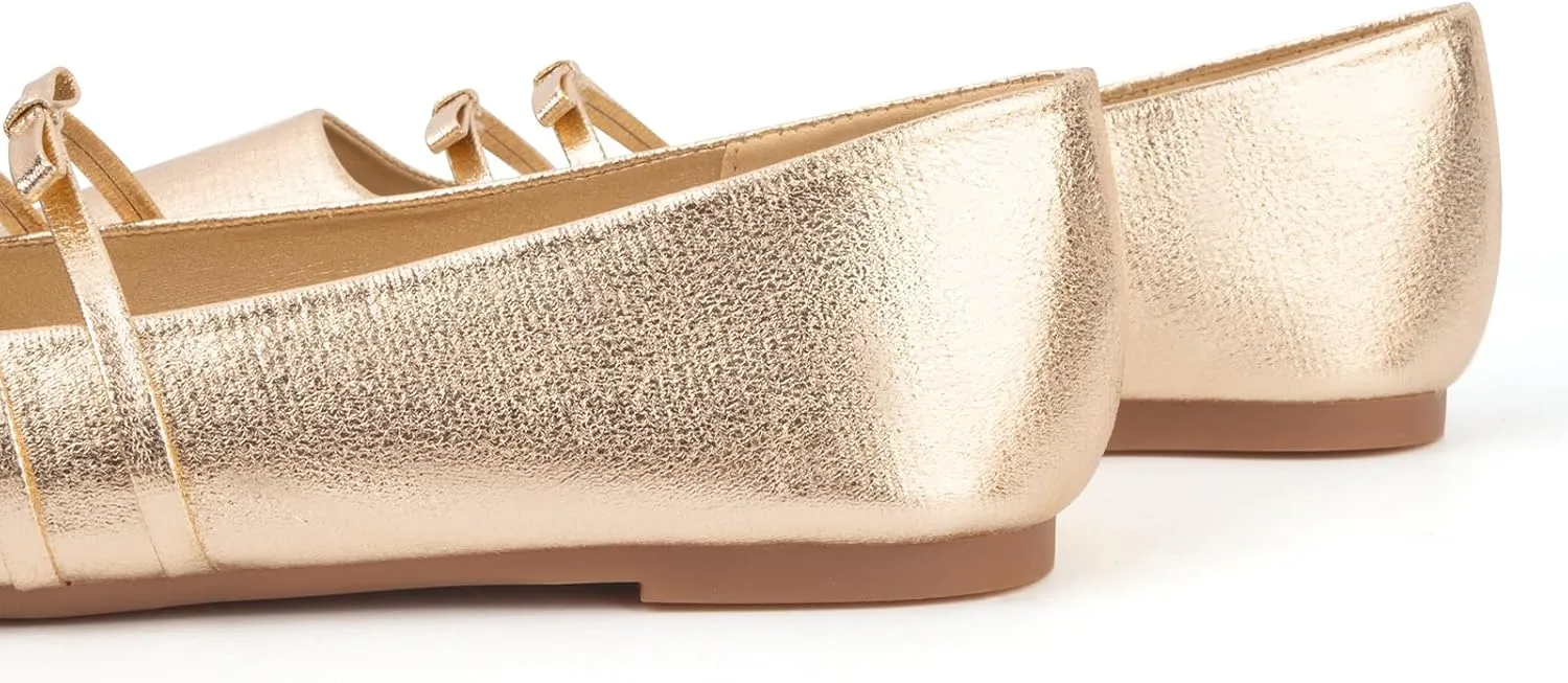 MUSSHOE Womens Ballet Mary Jane Flats Shoes Adjustable Strap Comfortable Square Closed Toe Versatile Chic Footwear with Latex Insole