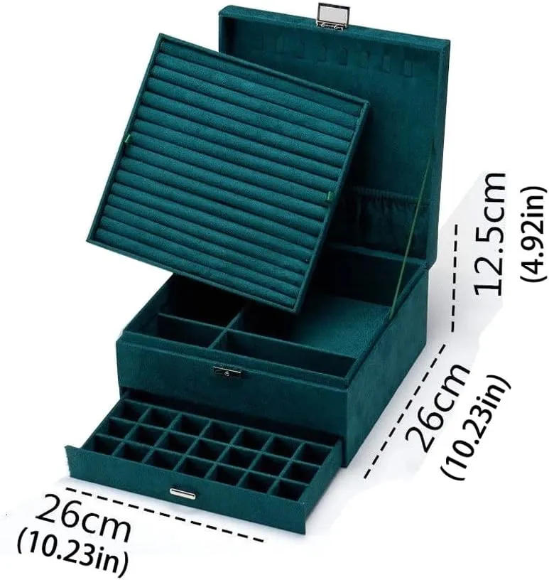 MUSUMI Jewelry Box 3-Layer Jewelry Box Storage Box Necklace Ring Bracelet Bracelet Earrings Watch Jewelry Storage Box Velvet Jewelry Box Jewelry Box Organizer (Light Purple)