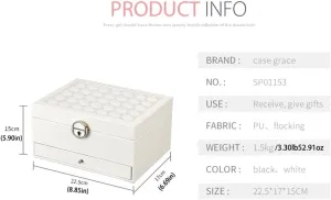 MUSUMI Jewelry Box Multilayer Jewelry Box Storage Box PU Leather Velvet Storage Box Watch Earring Necklace Ring Jewelry Box 8.85 Inches Jewelry Box Organizer (White)