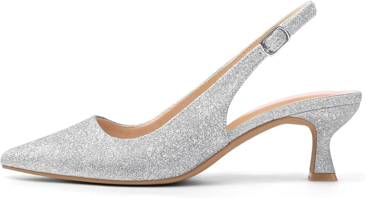 mysoft Women's Slingback Kitten Heel Pumps 2-Inch Low Heels Closed Toe Party Wedding Dress Shoes
