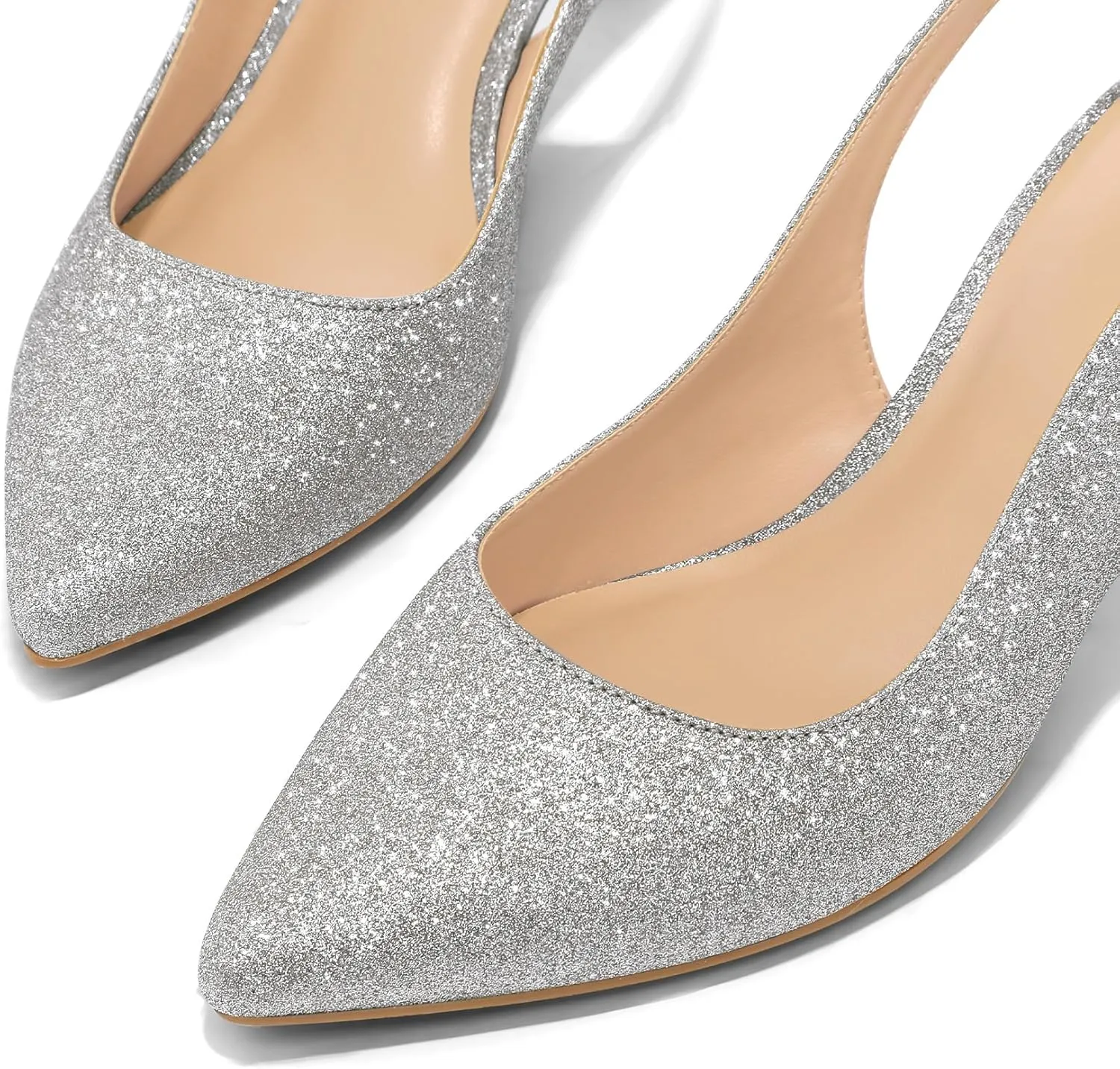 mysoft Women's Slingback Kitten Heel Pumps 2-Inch Low Heels Closed Toe Party Wedding Dress Shoes