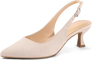 mysoft Women's Slingback Kitten Heel Pumps 2-Inch Low Heels Closed Toe Party Wedding Dress Shoes