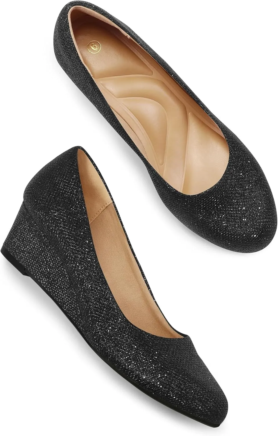 mysoft Women's Wedge Pumps Low Heel Closed Toe 2in Dress Shoes