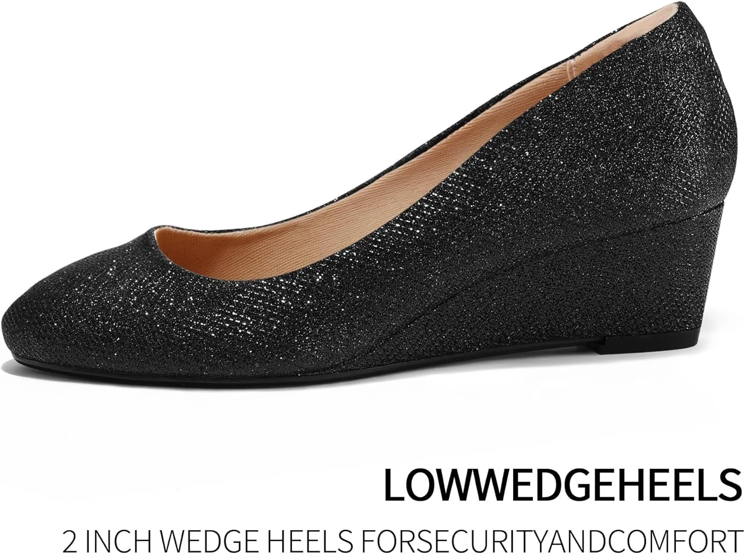 mysoft Women's Wedge Pumps Low Heel Closed Toe 2in Dress Shoes