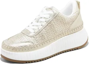 Natural Woven Lace Up Platform Sneakers for Women Low Top Stitching Classic Causal Shoes