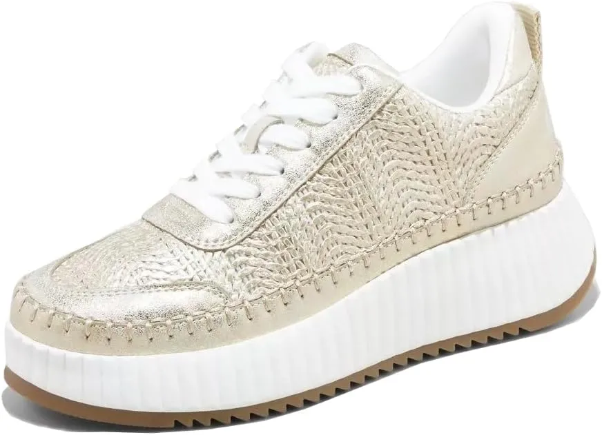 Natural Woven Lace Up Platform Sneakers for Women Low Top Stitching Classic Causal Shoes