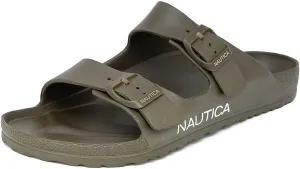 Nautica Men's EVA Double Buckle Slide Sandals - Adjustable Waterproof Slip-On Comfort Shoes for Casual Wear, Beach, and Poolside
