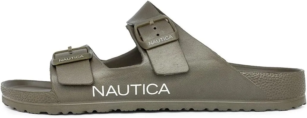 Nautica Men's EVA Double Buckle Slide Sandals - Adjustable Waterproof Slip-On Comfort Shoes for Casual Wear, Beach, and Poolside