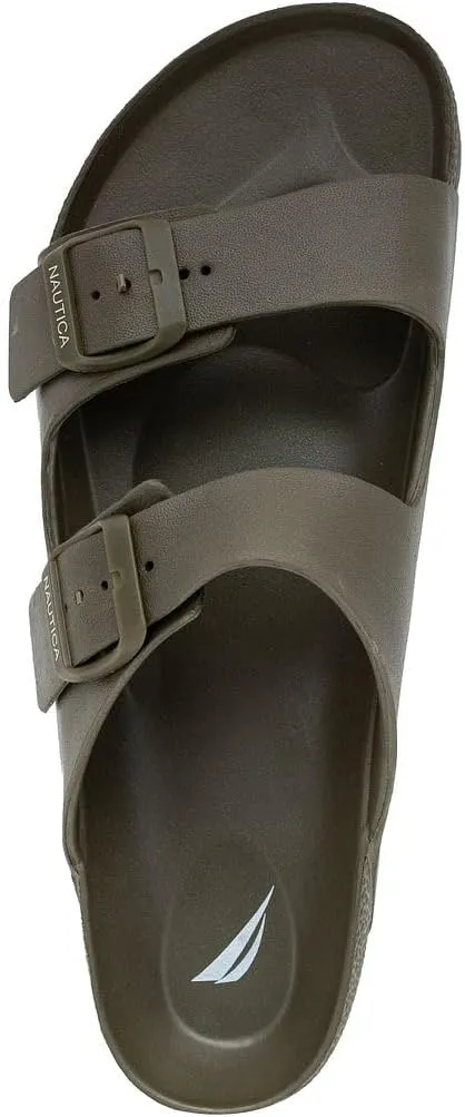 Nautica Men's EVA Double Buckle Slide Sandals - Adjustable Waterproof Slip-On Comfort Shoes for Casual Wear, Beach, and Poolside