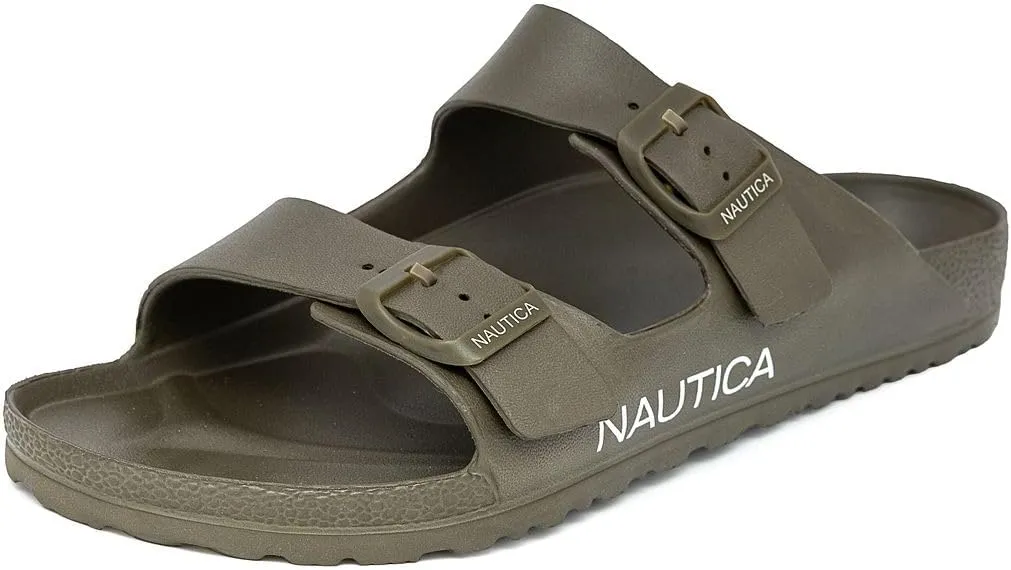 Nautica Men's EVA Double Buckle Slide Sandals - Adjustable Waterproof Slip-On Comfort Shoes for Casual Wear, Beach, and Poolside