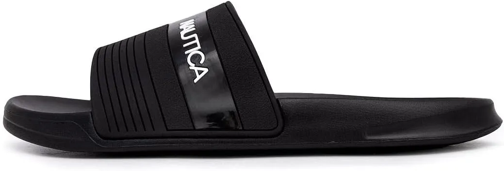 Nautica Men's Open Toe Slide Sandals - Comfortable Indoor & Outdoor Shower Slippers