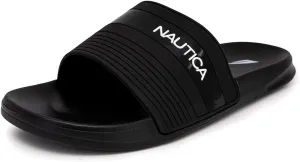 Nautica Men's Open Toe Slide Sandals - Comfortable Indoor & Outdoor Shower Slippers