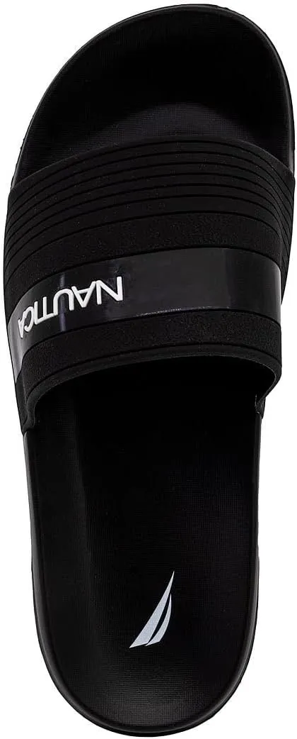 Nautica Men's Open Toe Slide Sandals - Comfortable Indoor & Outdoor Shower Slippers