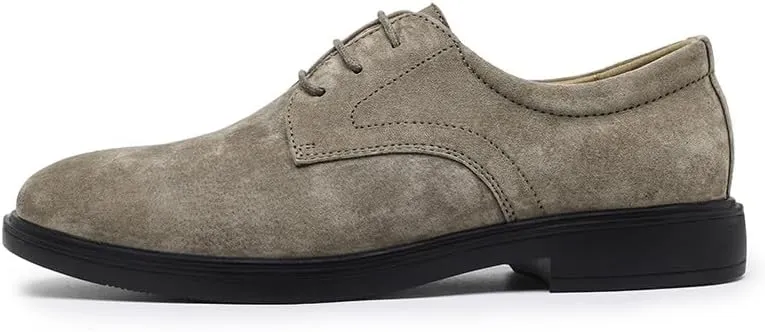 New Dress Oxford Shoes for Men Lace Up Round Toe Suede Leather Derby Shoes Low Top Block Heel Rubber Sole Anti-Slip Slip Resistant Classic