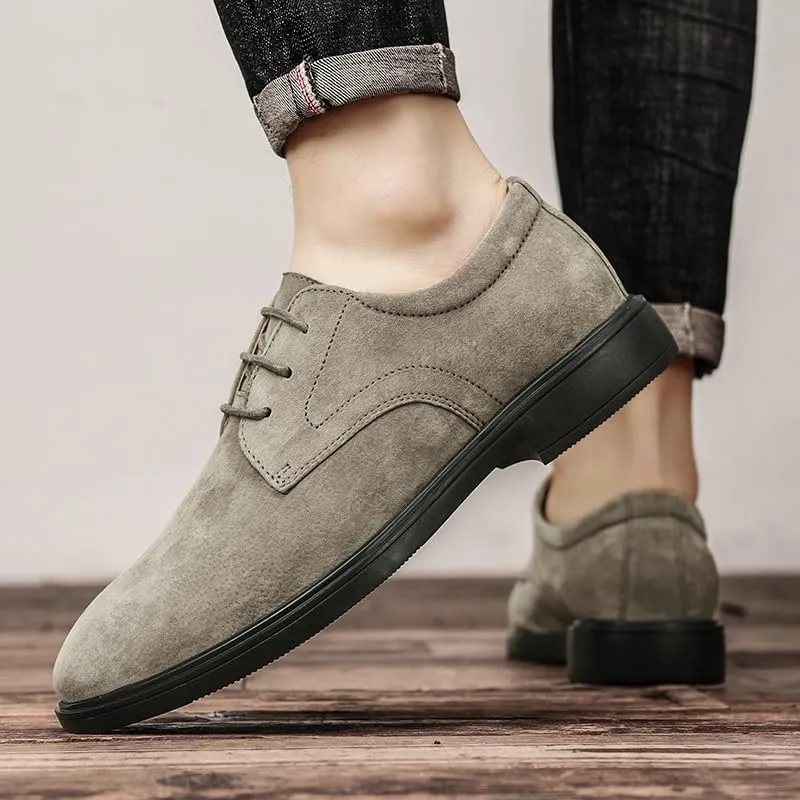 New Dress Oxford Shoes for Men Lace Up Round Toe Suede Leather Derby Shoes Low Top Block Heel Rubber Sole Anti-Slip Slip Resistant Classic