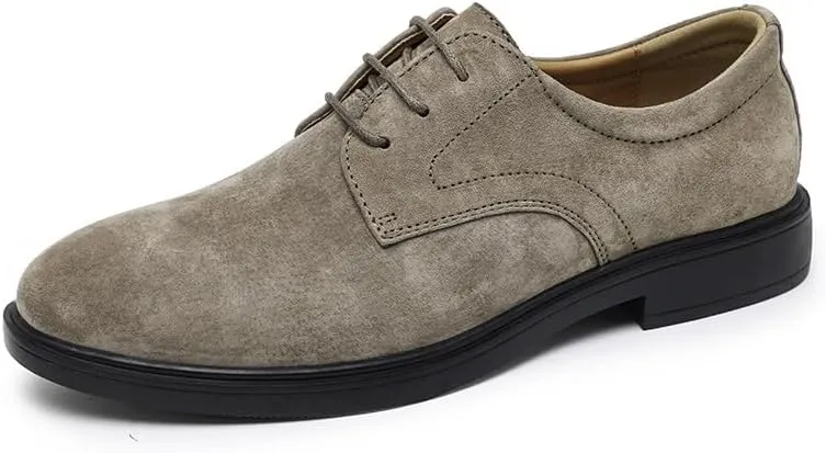New Dress Oxford Shoes for Men Lace Up Round Toe Suede Leather Derby Shoes Low Top Block Heel Rubber Sole Anti-Slip Slip Resistant Classic