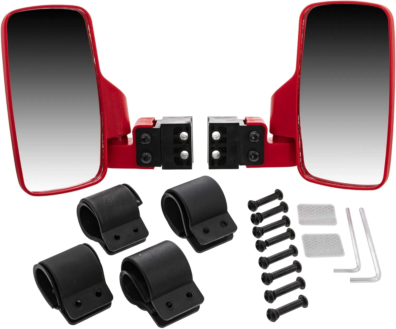 NICHE UTV Side View Mirror Set with 1.75" - 2" Roll Bar Cage for Polaris RZR Kawasaki Teryx Mule Pioneer Yamaha Rhino (Red)