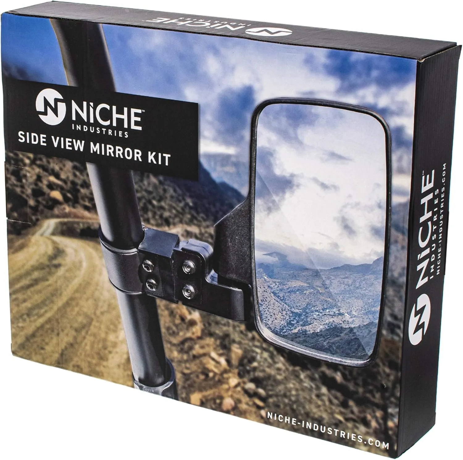 NICHE UTV Side View Mirror Set with 1.75" - 2" Roll Bar Cage for Polaris RZR Kawasaki Teryx Mule Pioneer Yamaha Rhino (Red)