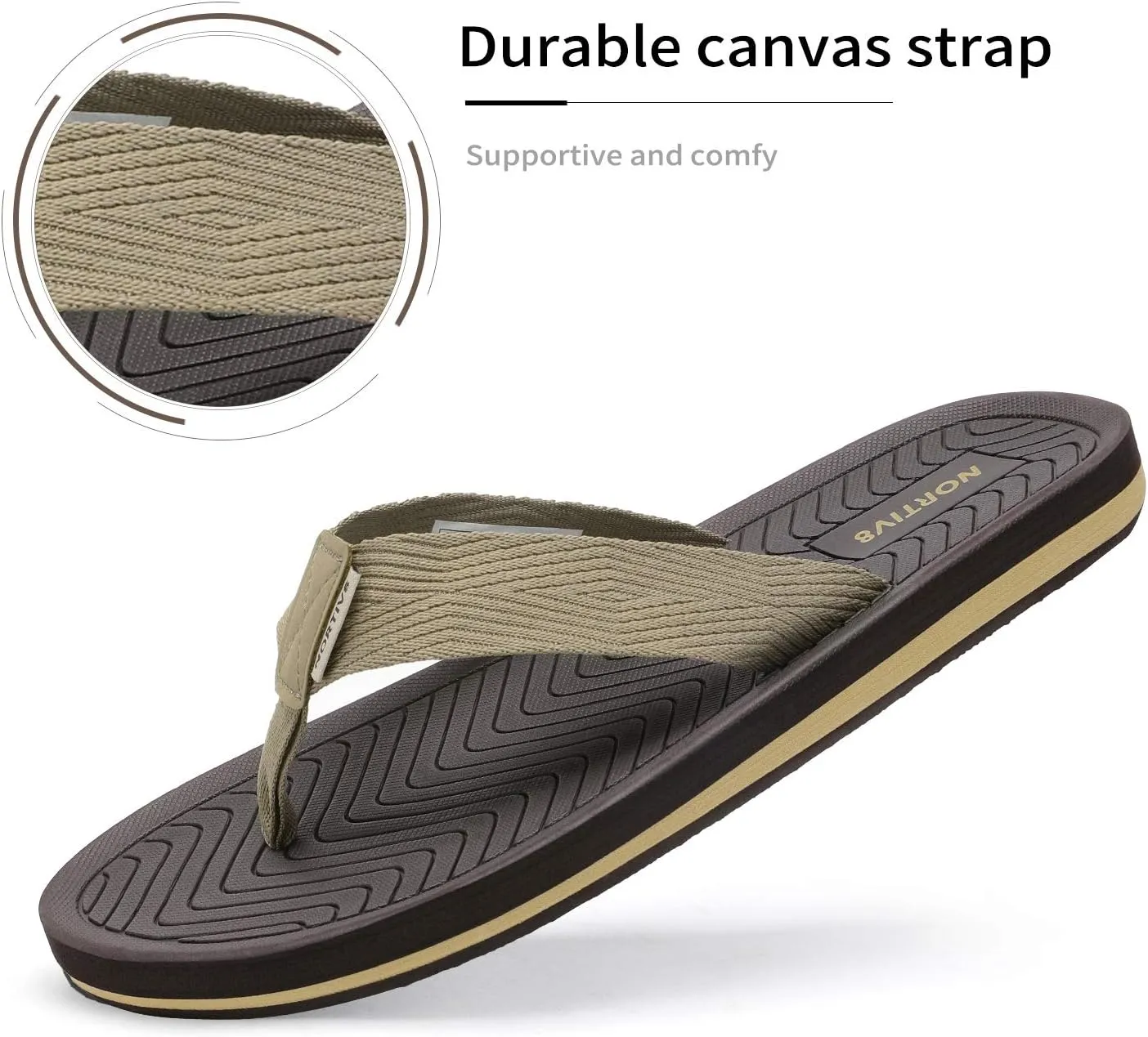 NORTIV 8 Men's Flip Flops Thong Sandals Comfortable Light Weight Beach Shoes REVIVA