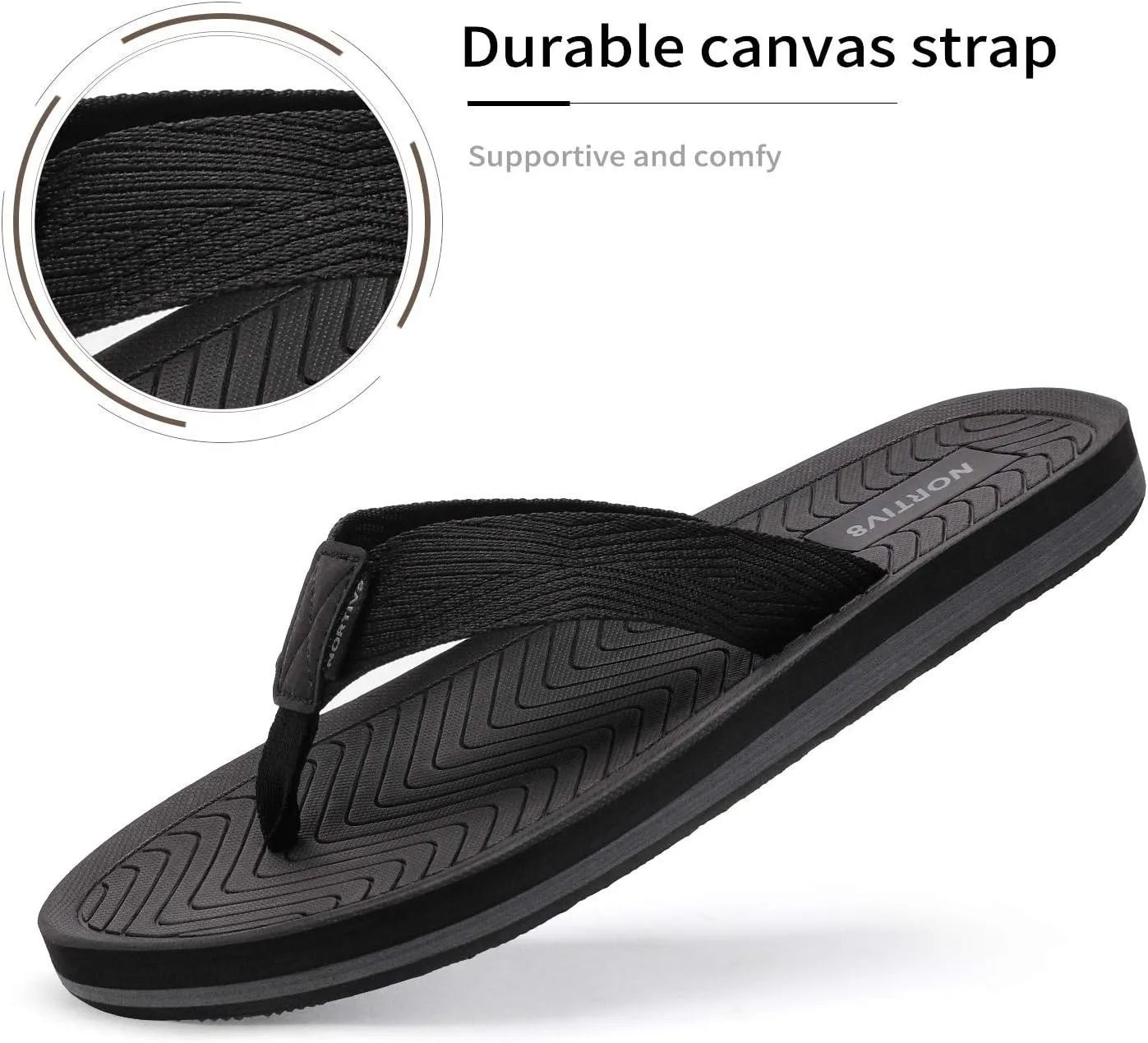 NORTIV 8 Men's Flip Flops Thong Sandals Comfortable Light Weight Beach Shoes REVIVA