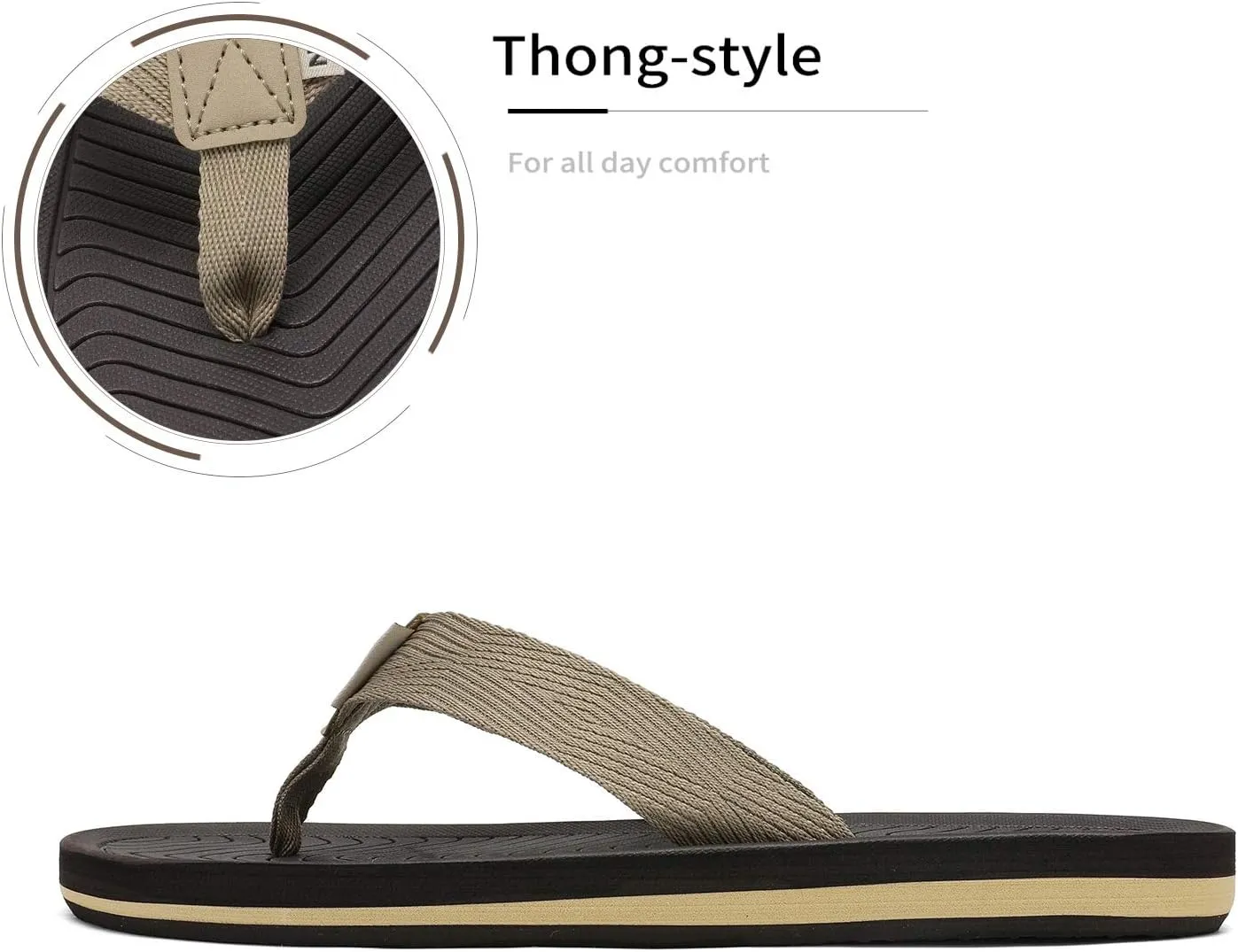 NORTIV 8 Men's Flip Flops Thong Sandals Comfortable Light Weight Beach Shoes REVIVA