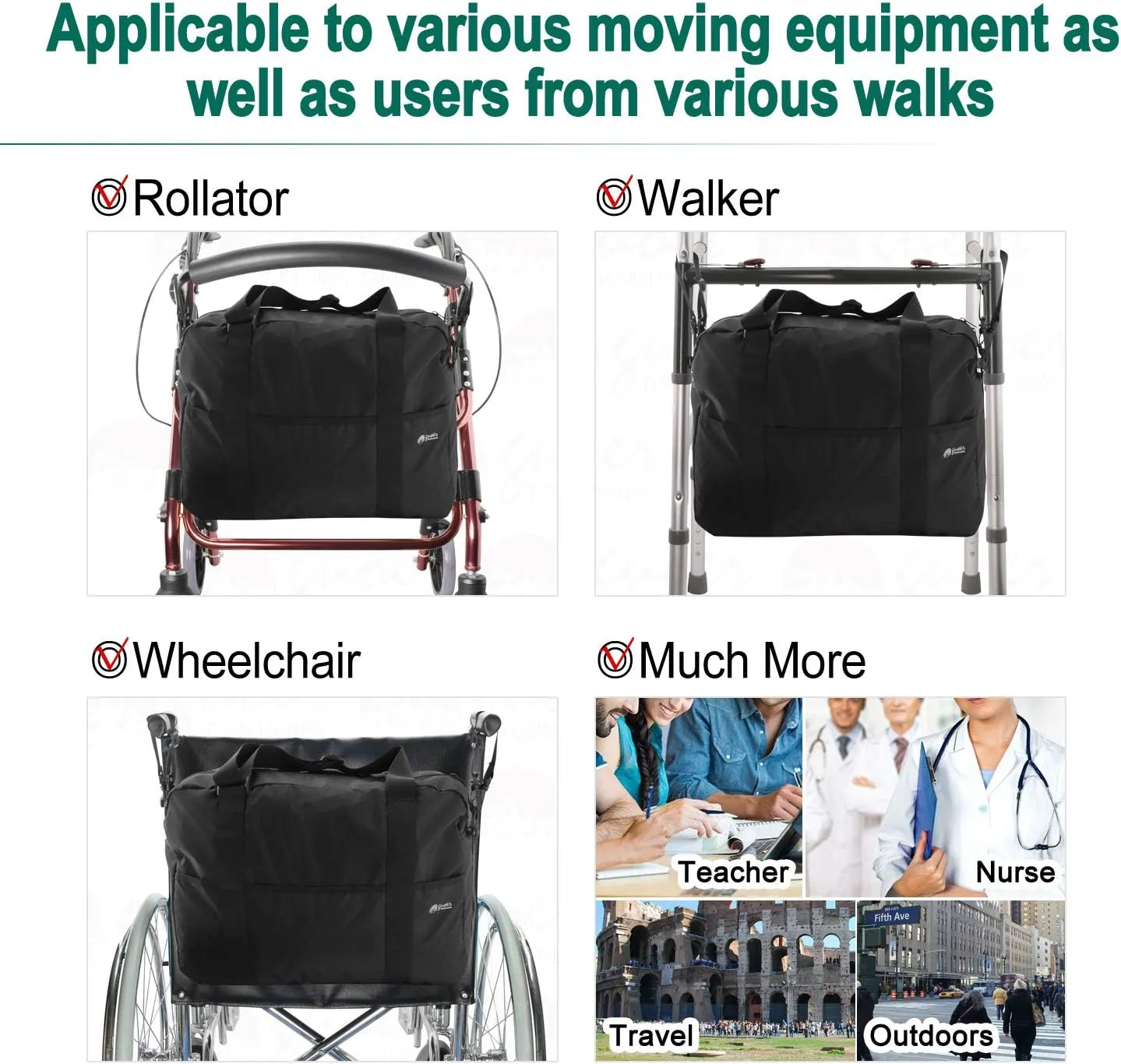 Nurse Bag Wheelchair Bag Travel Tote Bag Perfect Nursing Tote for Working Women Teachers Bag Multicolor
