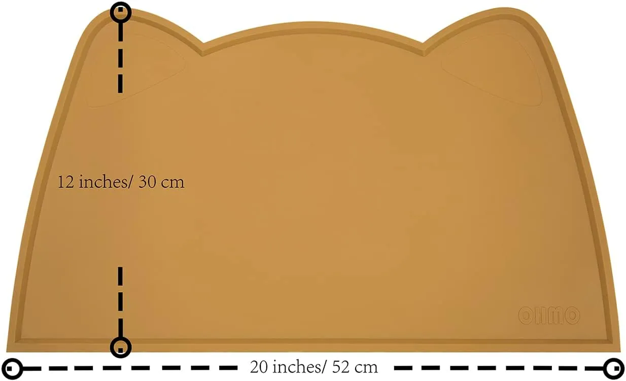 OHMO - Cat Food Mat, Silicone Pet Feeding Mat for Floor Non-Skid Waterproof Dog Water Bowl Tray, Easy to Clean Pet Placemat