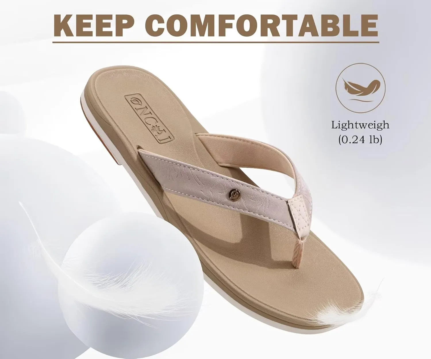 ONCAI Womens Cushion Flip Flops Women's Soft Comfortable Flip Flop Fashion Summer Beach Cute Lightweight Sandals for Woman Size 6-11