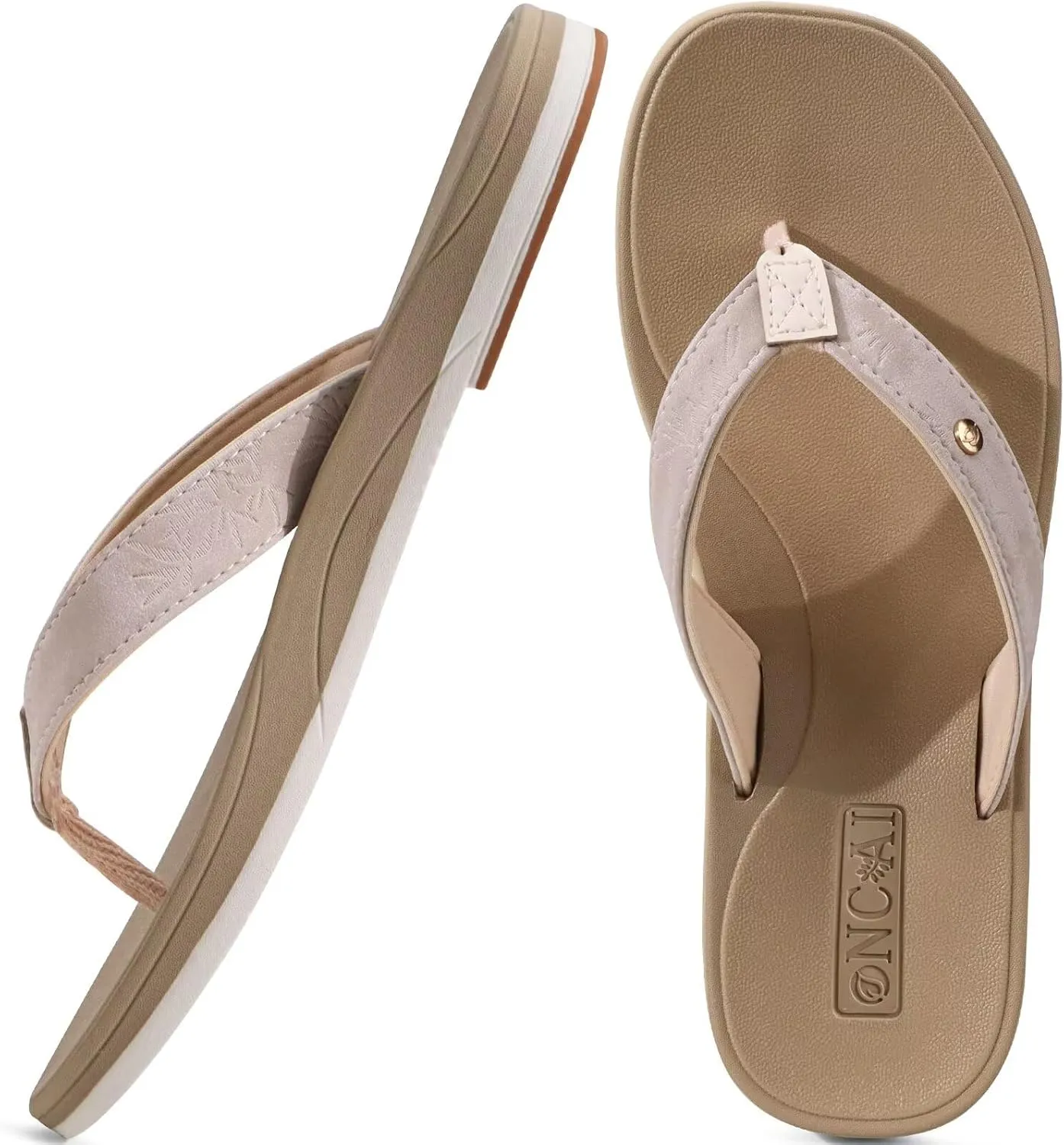ONCAI Womens Cushion Flip Flops Women's Soft Comfortable Flip Flop Fashion Summer Beach Cute Lightweight Sandals for Woman Size 6-11