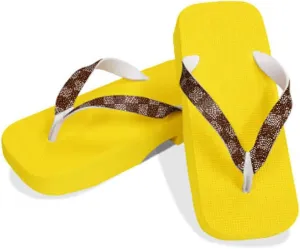 [One Step] [Hajime] Geta Geta Clogs, Soft and Water Resistant, Made of Sponge, 9.4 inches (24 cm), YL/Checkered Shark Komon x Tea, Checkered Shark Small Crest x Brown (24), Strawberry Shark x Brown,