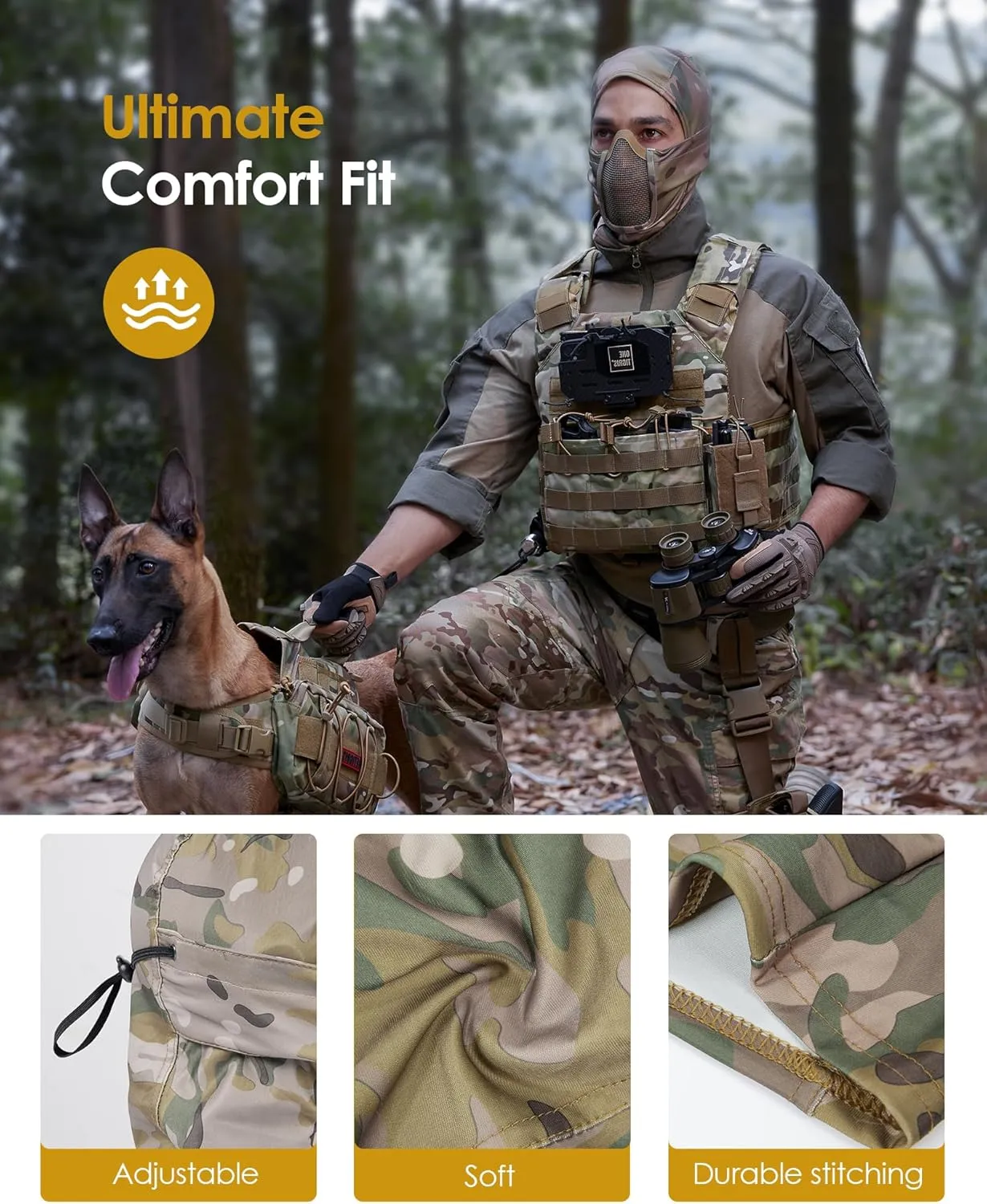OneTigris Balaclava Mesh Mask, Ninja Tactical Mask with Full Face Protection for Outdoor