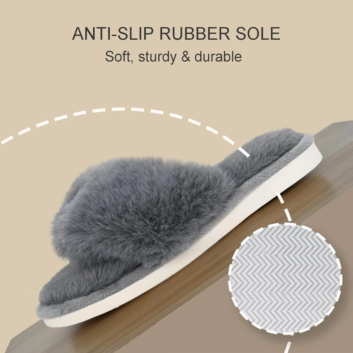 Onmygogo Plush Indoor Flip Flop Thong Slippers for Women Open Toe, Fuzzy Faux Fur Spa House Slippers