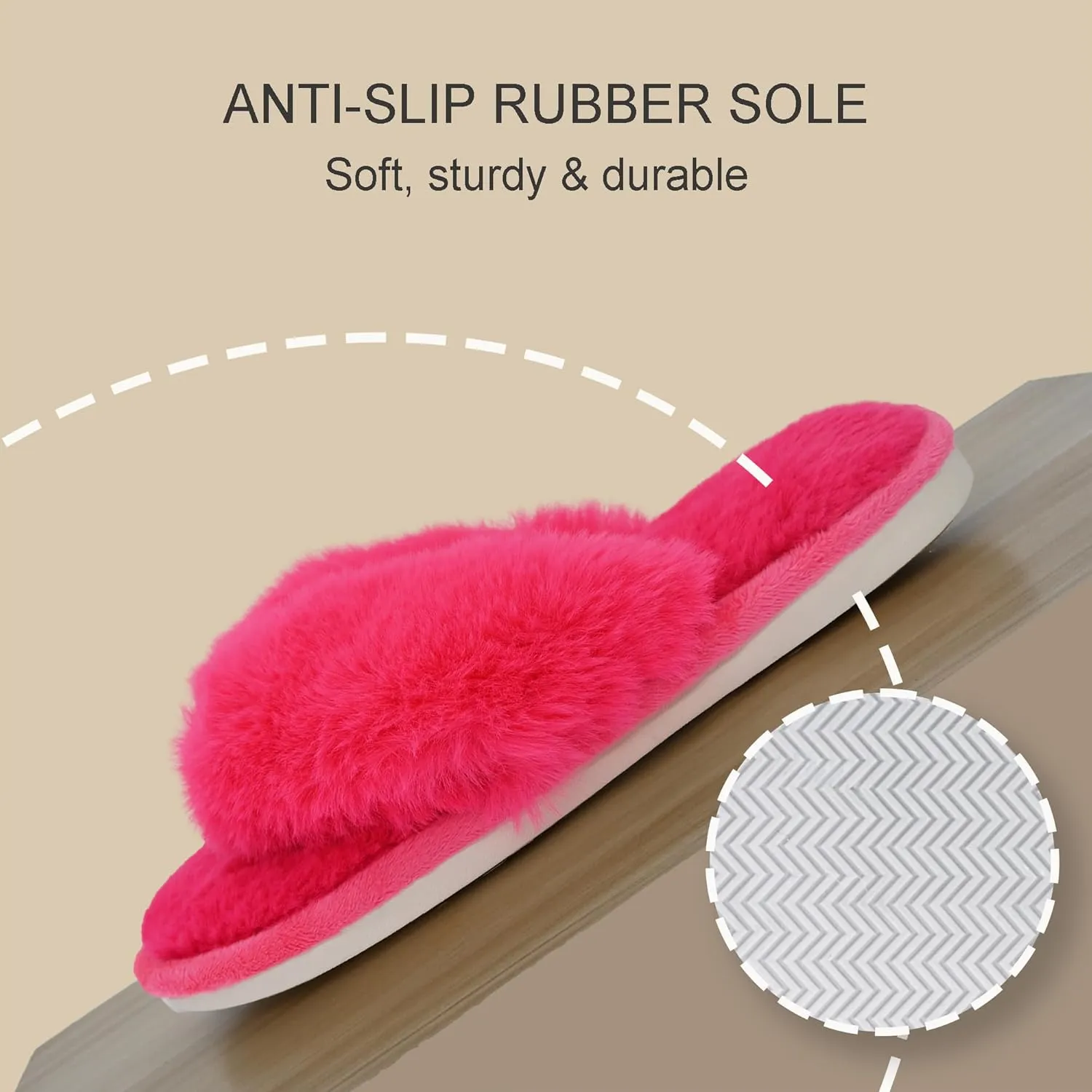 Onmygogo Plush Indoor Flip Flop Thong Slippers for Women Open Toe, Fuzzy Faux Fur Spa House Slippers