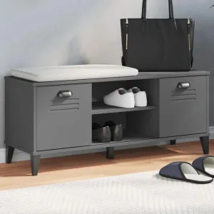 Organizes Footwear with Stylish Shoe Bench, Ample Storage with Two Doors and Open Compartments, Anthracite Gray