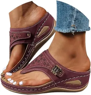 Orthopedic Sandals for Women, 2025 Breathable Mesh Hollow Sports Sandals, Thick-Soled Non-Slip Wedge Summer Casual Flip-Flops