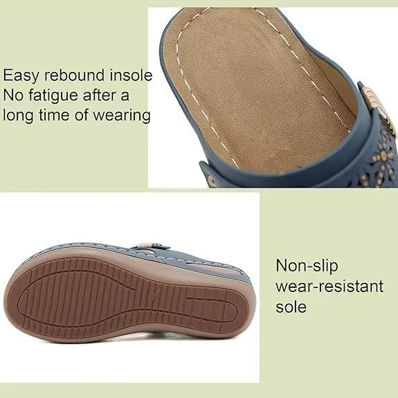 Orthopedic Sandals for Women, 2025 Breathable Mesh Hollow Sports Sandals, Thick-Soled Non-Slip Wedge Summer Casual Flip-Flops