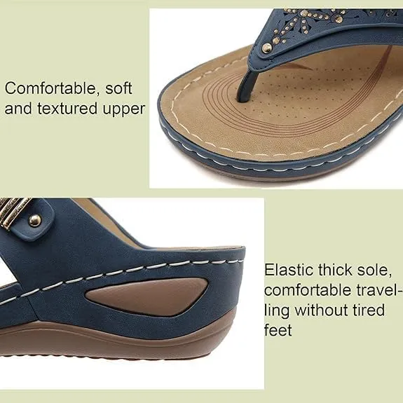 Orthopedic Sandals for Women, 2025 Breathable Mesh Hollow Sports Sandals, Thick-Soled Non-Slip Wedge Summer Casual Flip-Flops