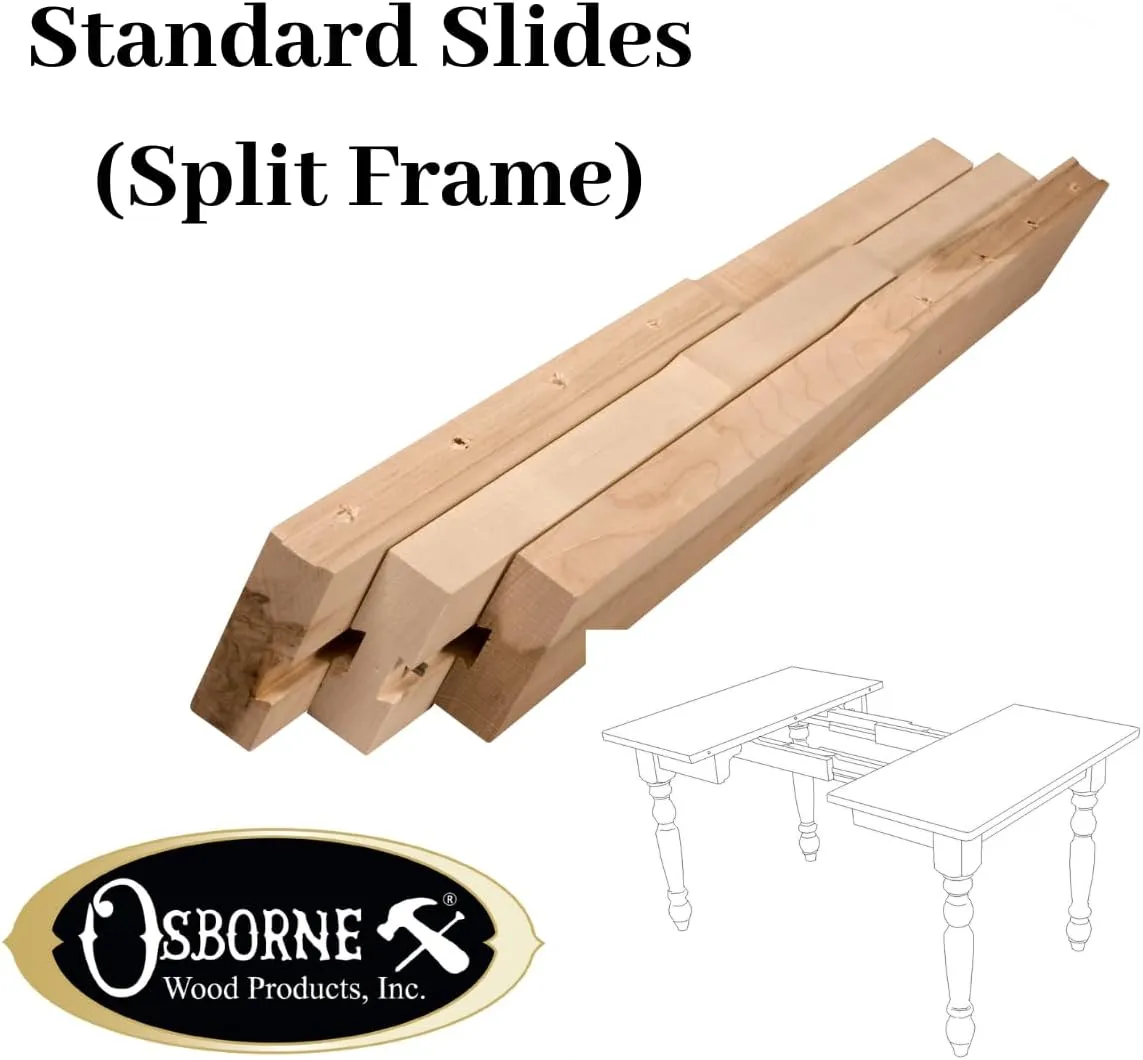 Osborne Standard Wooden Table Slide Set, 20" Standard Table Slide (Allows for 50" Opening) in Soft Maple, Standard Table Extension for Table with 4 Legs