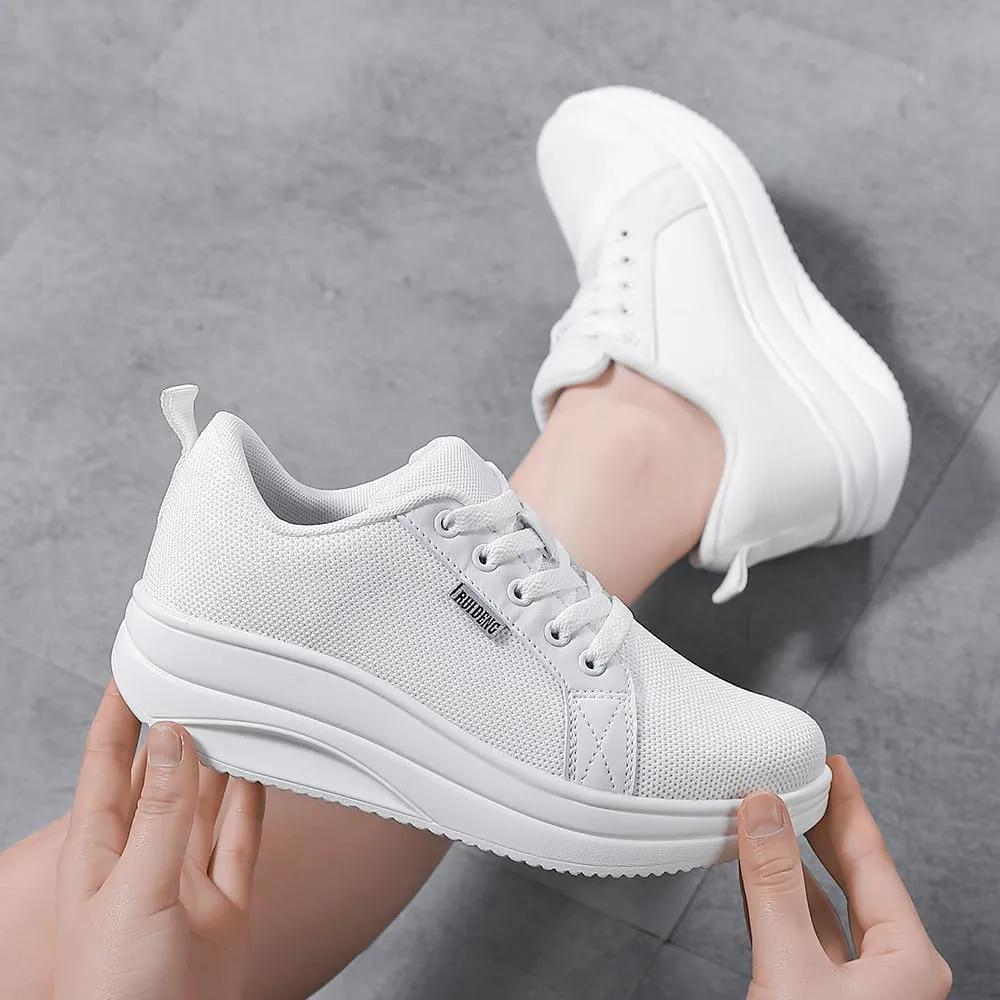 Oude Womens Walking Sneakers Comfy | Platform Shoes for Women Fashion | Stylish Standing All Day Rocker Bottom