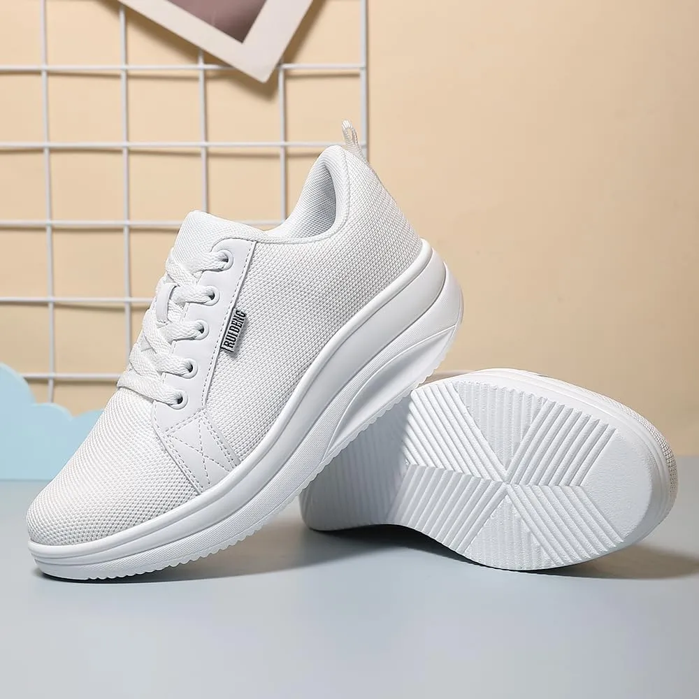 Oude Womens Walking Sneakers Comfy | Platform Shoes for Women Fashion | Stylish Standing All Day Rocker Bottom