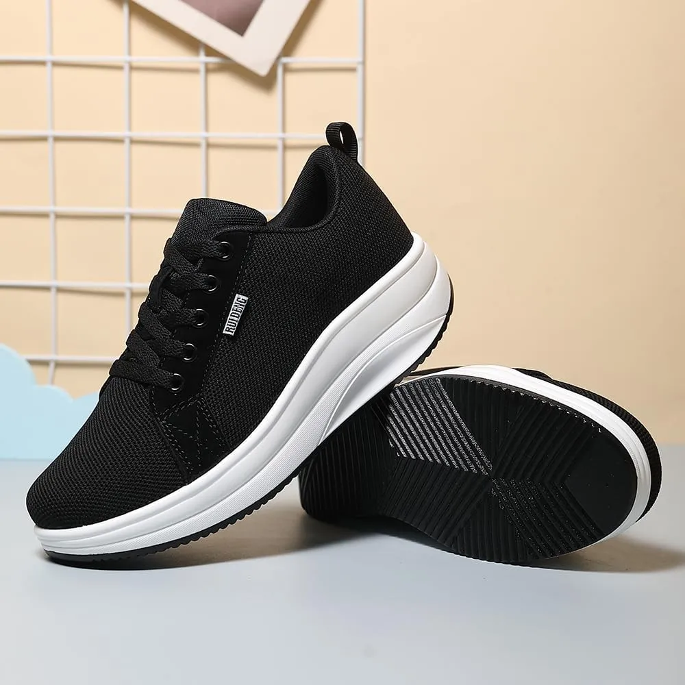 Oude Womens Walking Sneakers Comfy | Platform Shoes for Women Fashion | Stylish Standing All Day Rocker Bottom