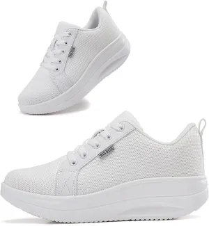 Oude Womens Walking Sneakers Comfy | Platform Shoes for Women Fashion | Stylish Standing All Day Rocker Bottom