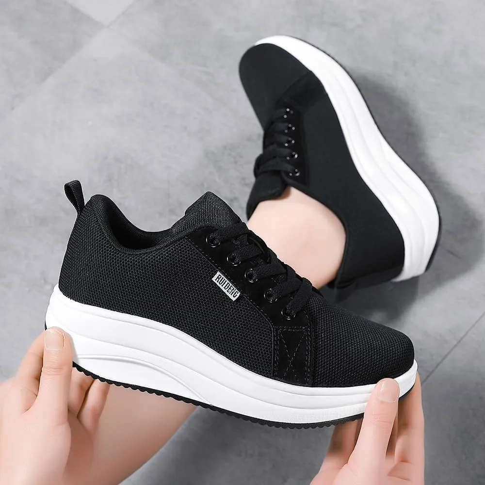 Oude Womens Walking Sneakers Comfy | Platform Shoes for Women Fashion | Stylish Standing All Day Rocker Bottom