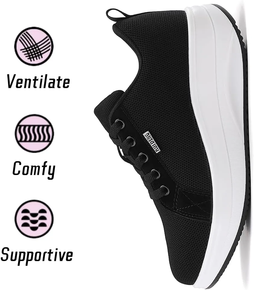 Oude Womens Walking Sneakers Comfy | Platform Shoes for Women Fashion | Stylish Standing All Day Rocker Bottom