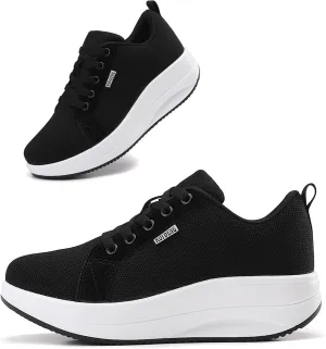 Oude Womens Walking Sneakers Comfy | Platform Shoes for Women Fashion | Stylish Standing All Day Rocker Bottom