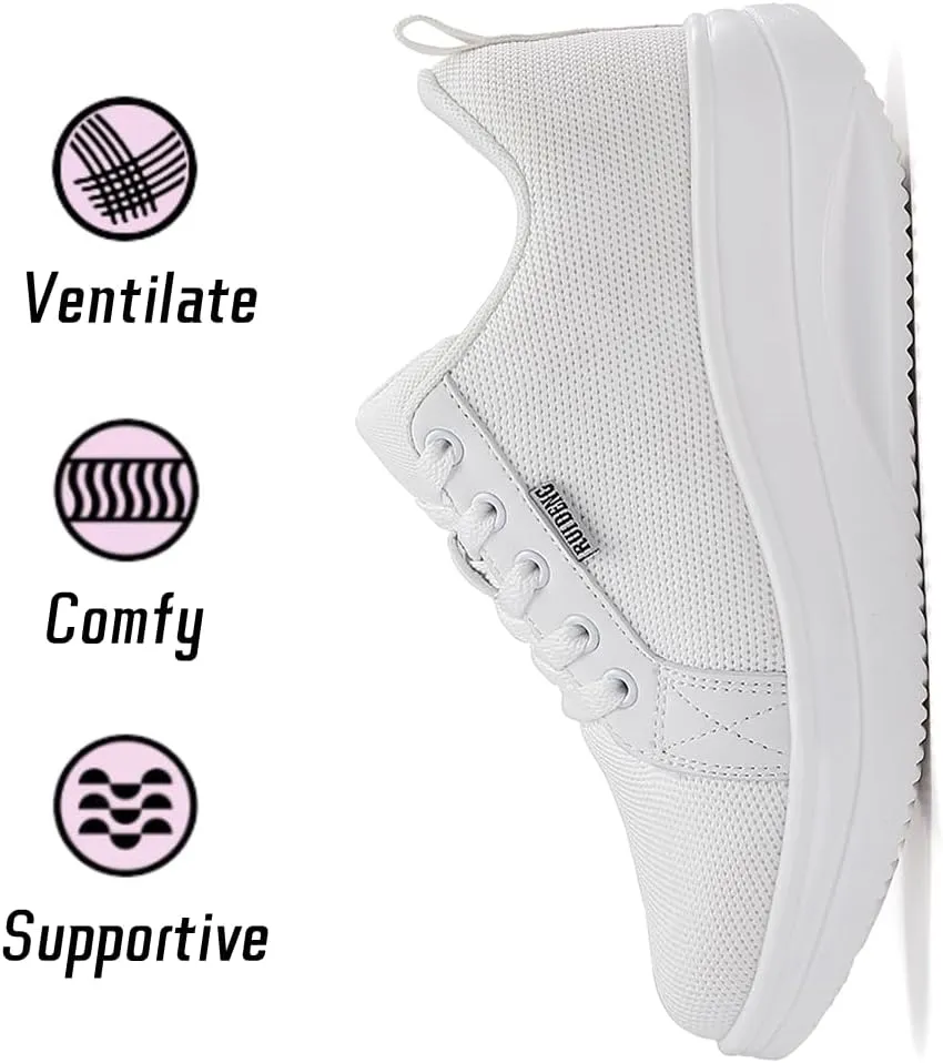 Oude Womens Walking Sneakers Comfy | Platform Shoes for Women Fashion | Stylish Standing All Day Rocker Bottom