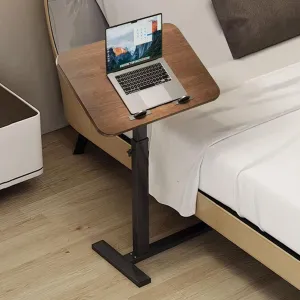 Overbed Table, Tilting Over The Bed Table with Hidden Wheels, Adjustable Bedside Table and Rolling Bed Table Tray - Hospital Table Over Bed for Home Use - Tilt Walnut